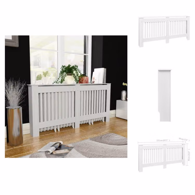 vidaXL Copriradiatore bianco MDF 172 cm - Accessori per radiatori