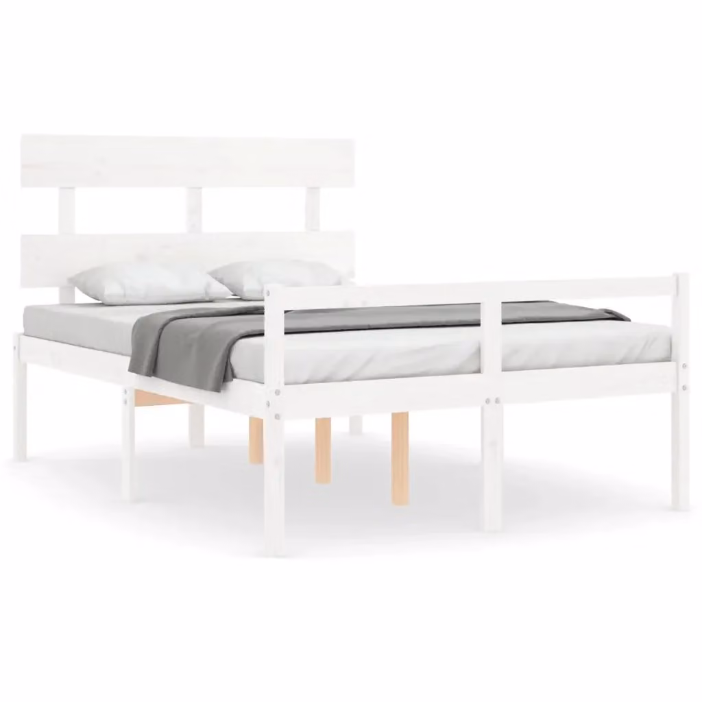 Letto per anziani vidaXL in legno massello di pino bianco con testiera, L/P/H: 120 x 200 x 105,5 cm – 2