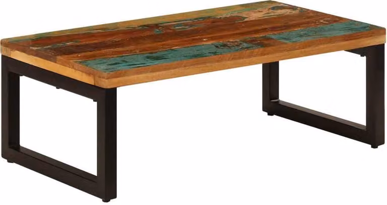 Tavolino The Living Store 100x50x35 cm in legno di recupero e acciaio