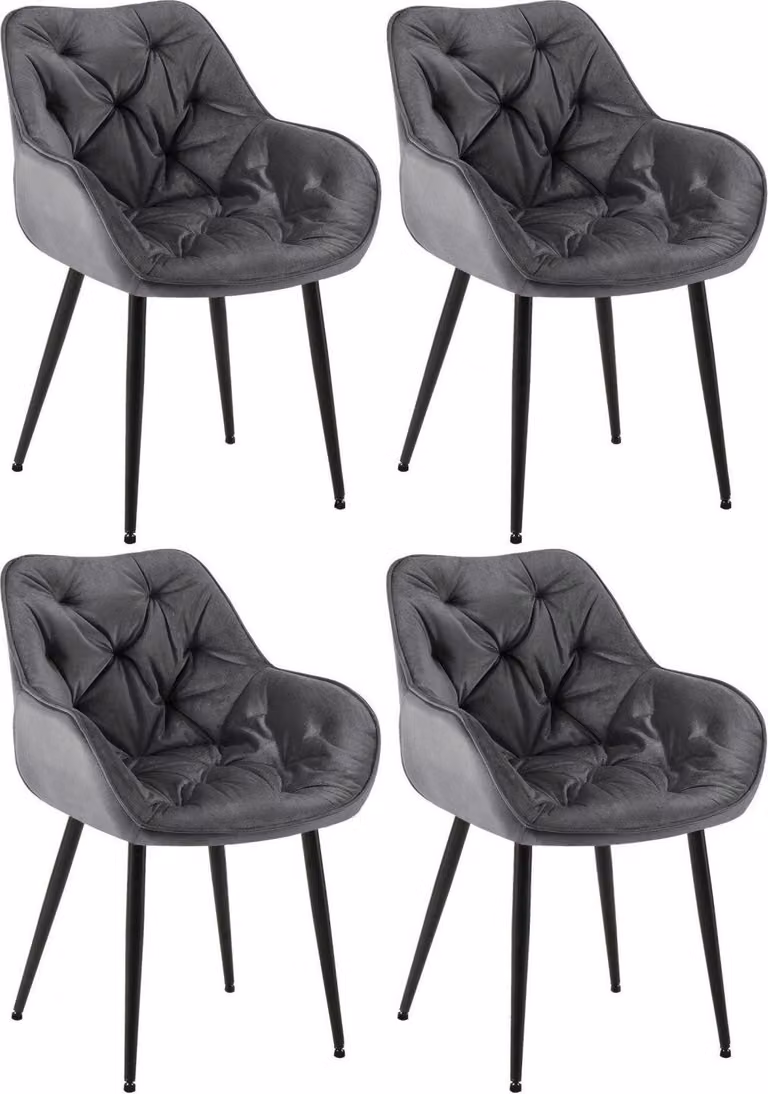 Set di 4 sedie da pranzo in velluto - sedie SAMT - ottimo comfort di seduta | colore: grigio scuro