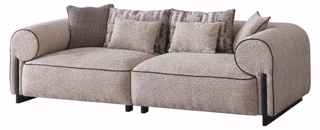 Modernes Beiges 3-Sitzer Sofa Wohnzimmer Couch Zeitgenössisch