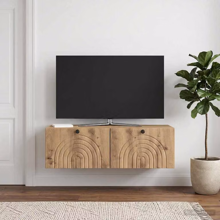 vidaXL Mobile Porta TV da Muro Moderno in Rovere e Metallo, L 99 x P 41 x H 30 cm