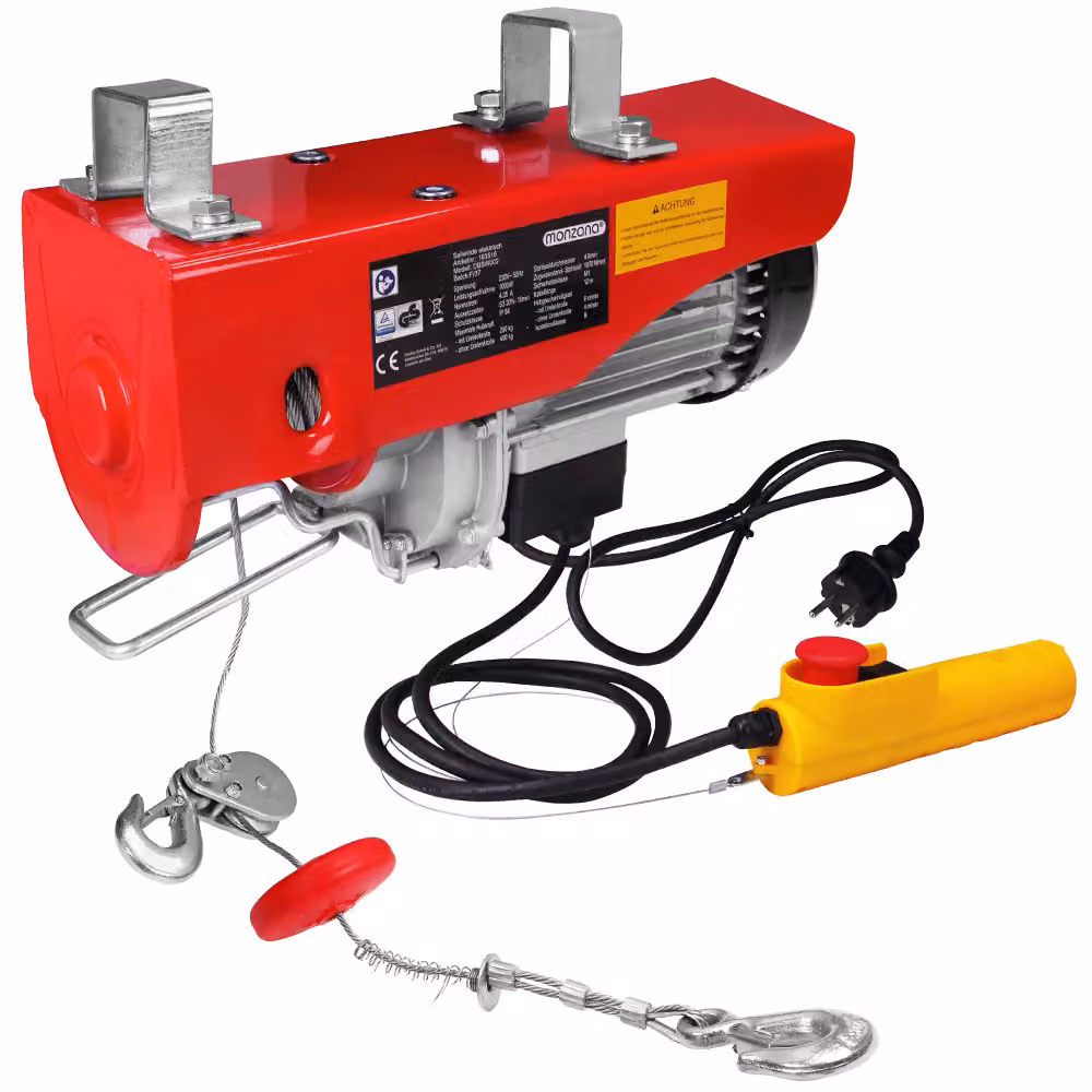 Verricello elettrico Monzana in acciaio rosso e multicolore con motore da 12.0 V – 2