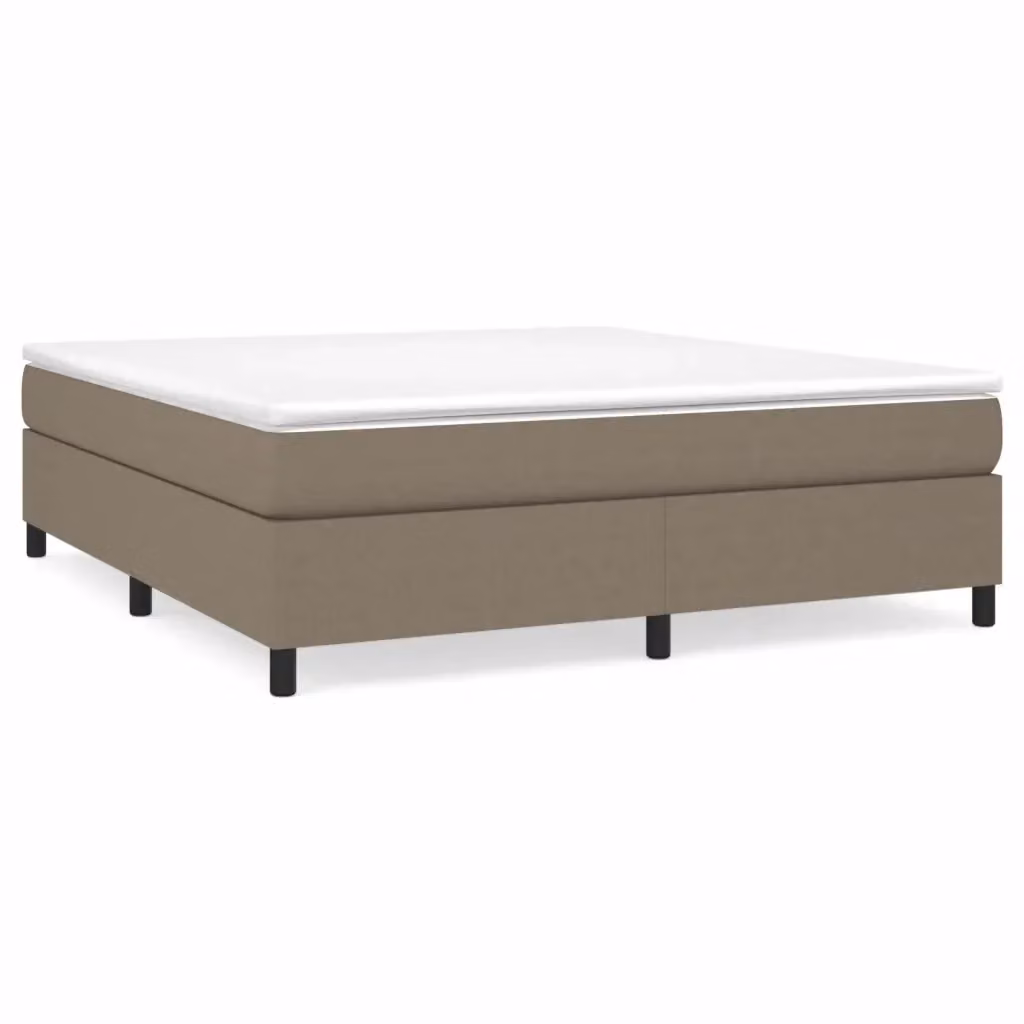 Letto Ibrido vidaXL con Giroletto a Molle e Materasso in Tessuto Beige e Bianco L/P: 160 x 200 cm – 2
