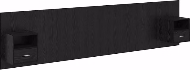 Testiera | Testata con Comodino 3 pcs Rovere Nero Legno multistrato