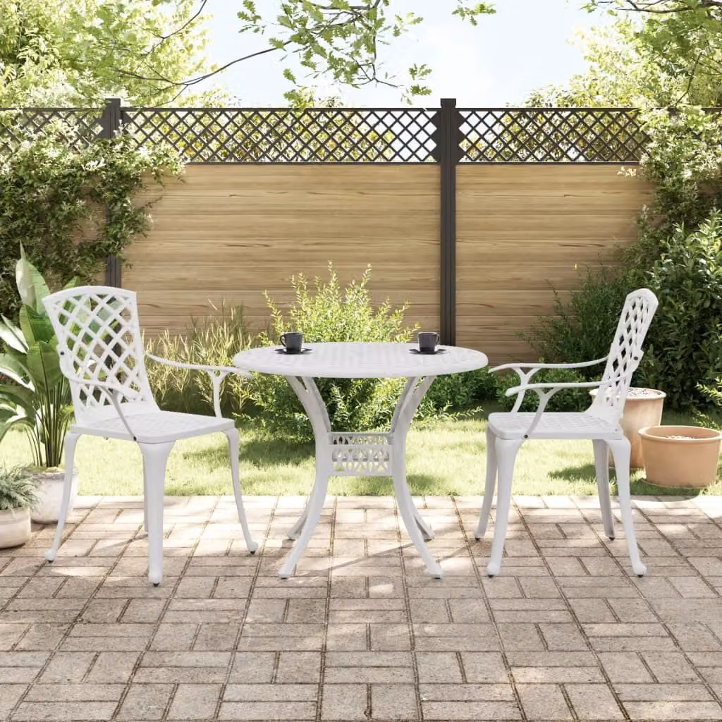 Maison Exclusive - Set da bistrot 3 pezzi in fusione di alluminio bianco