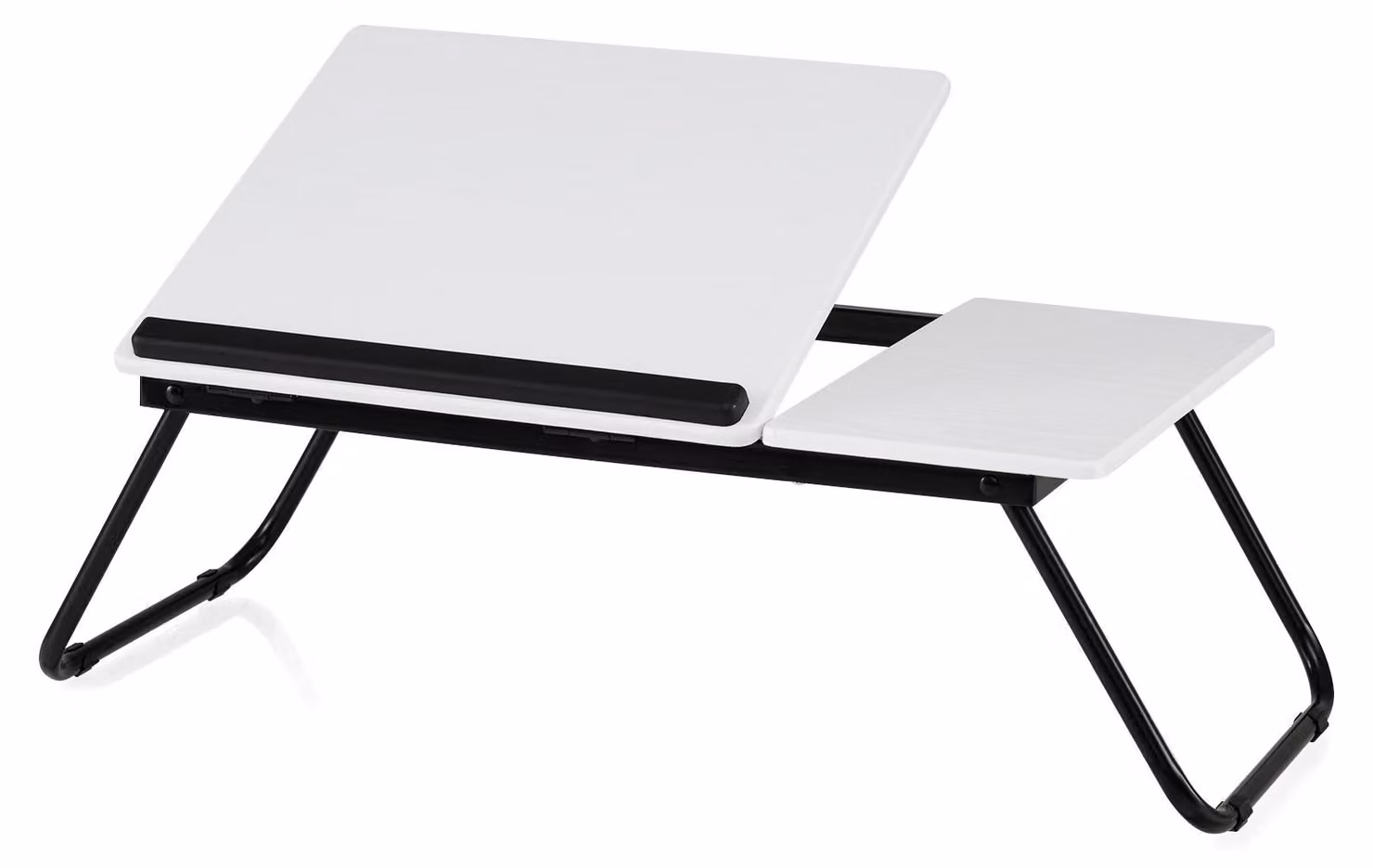COSTWAY, tavolino pieghevole per laptop, 55x32x23 cm, tavolino da letto per notebook, regolabile in altezza su 4 livelli, scrivania realizzata in MDF e metallo, vassoio per laptop bianco