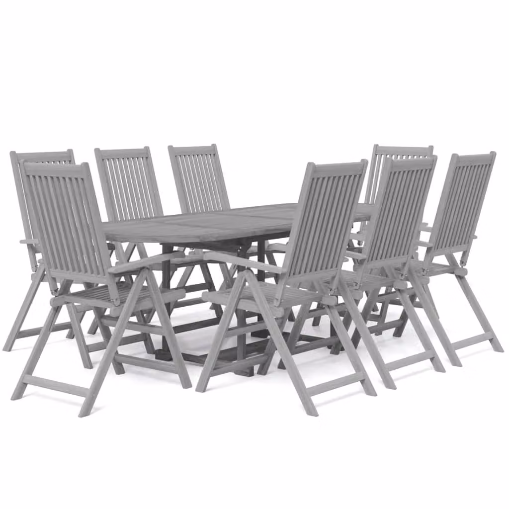 Set da Pranzo da Giardino 9 pz Legno Massello di Acacia