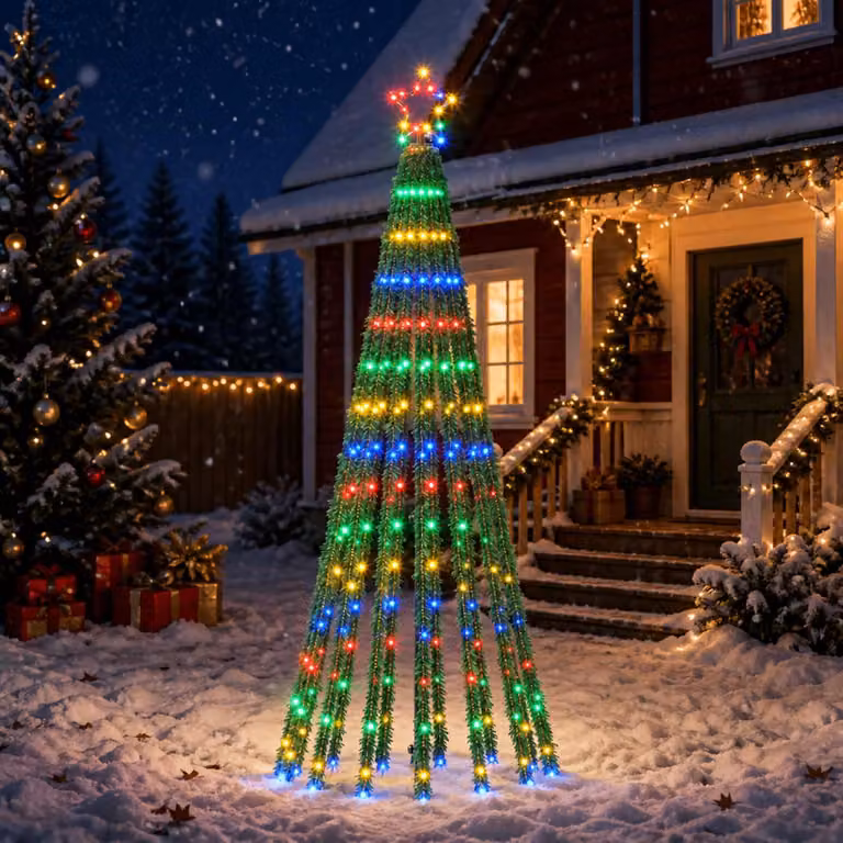vidaXL Albero di Natale LED 180 cm 255 LED Multicolore Acciaio Nero