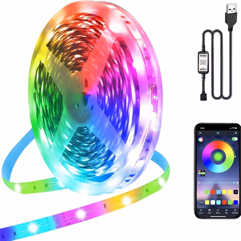 INF Strisce luminose LED USB intelligenti con sincronizzazione musicale e controllo tramite app 15 metri