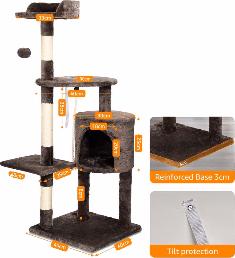 Albero per gatti, struttura a più livelli, tiragraffi in sisal, PE00113002