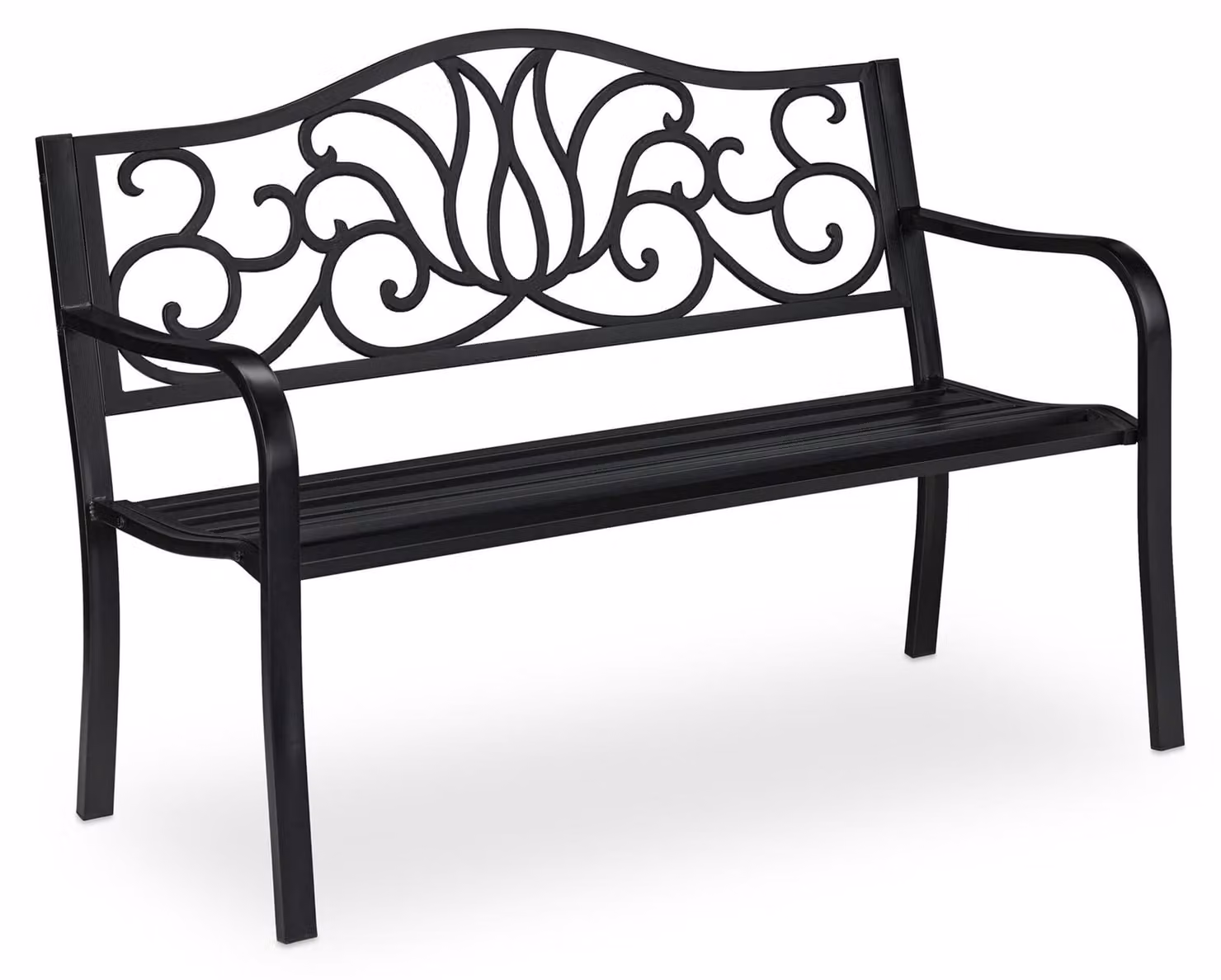Panchina da giardino Relaxdays in stile antico per 2 persone, per balcone o terrazza, in metallo, dimensioni L 90 x P 127,5 x A 63 cm, acciaio e ghisa, nera
