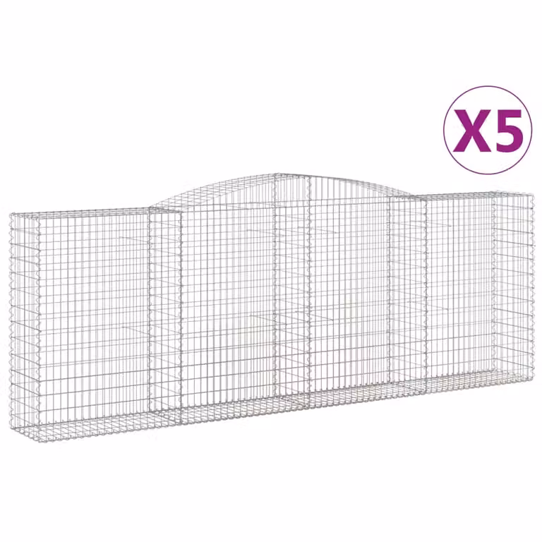 Cesti Gabbioni ad Arco 5 pz 400x50x140/160 cm Ferro Zincato