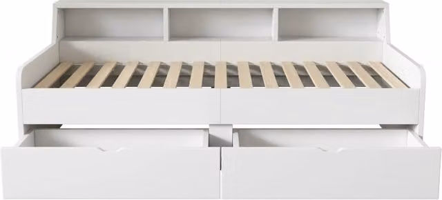 Letto Giorno 90x200 cm con Due Cassetti e Spazi Portaoggetti, Bianco