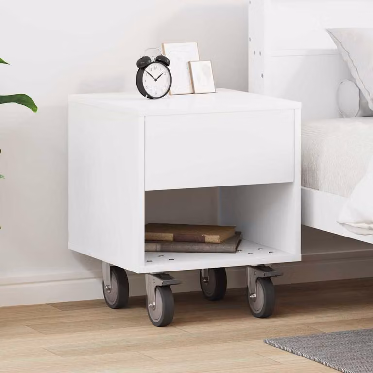 Comodino moderno vidaXL in legno MDF bianco L 40,5 cm x P 40 cm x H 48 cm