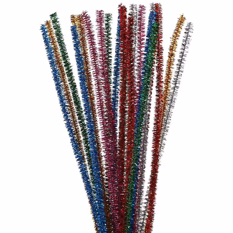 Filo di ciniglia Colori forti Glitter 30 cm, 24 pezzi.