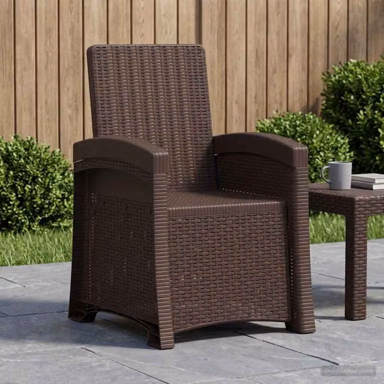 Sedia da giardino reclinabile vidaXL effetto rattan marrone con braccioli