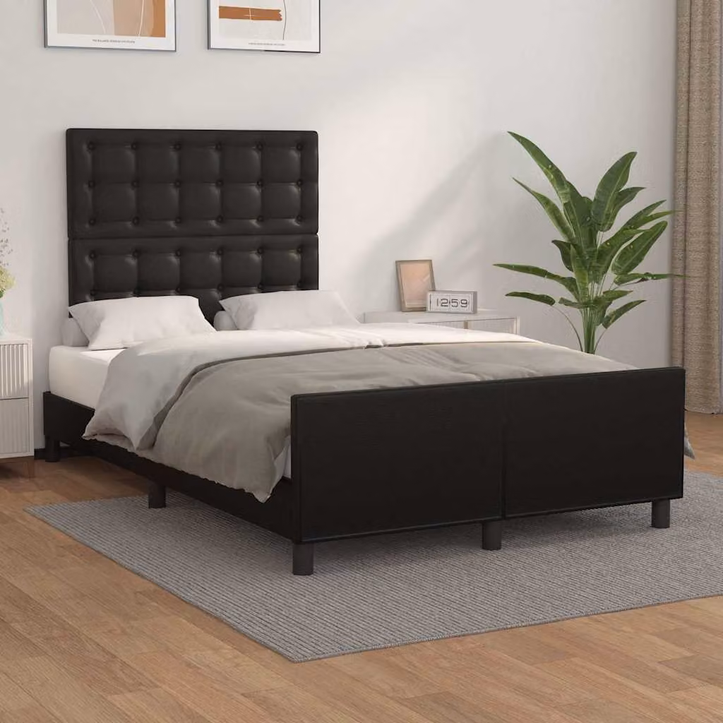 Giroletto con Testiera vidaXL in Similpelle Nero L/P: 120 x 200 cm – 1