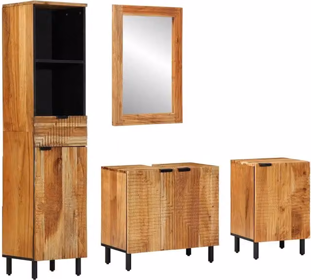 Set di Armadi da Bagno 4 pz Naturale 38 x 33 x 160 cm