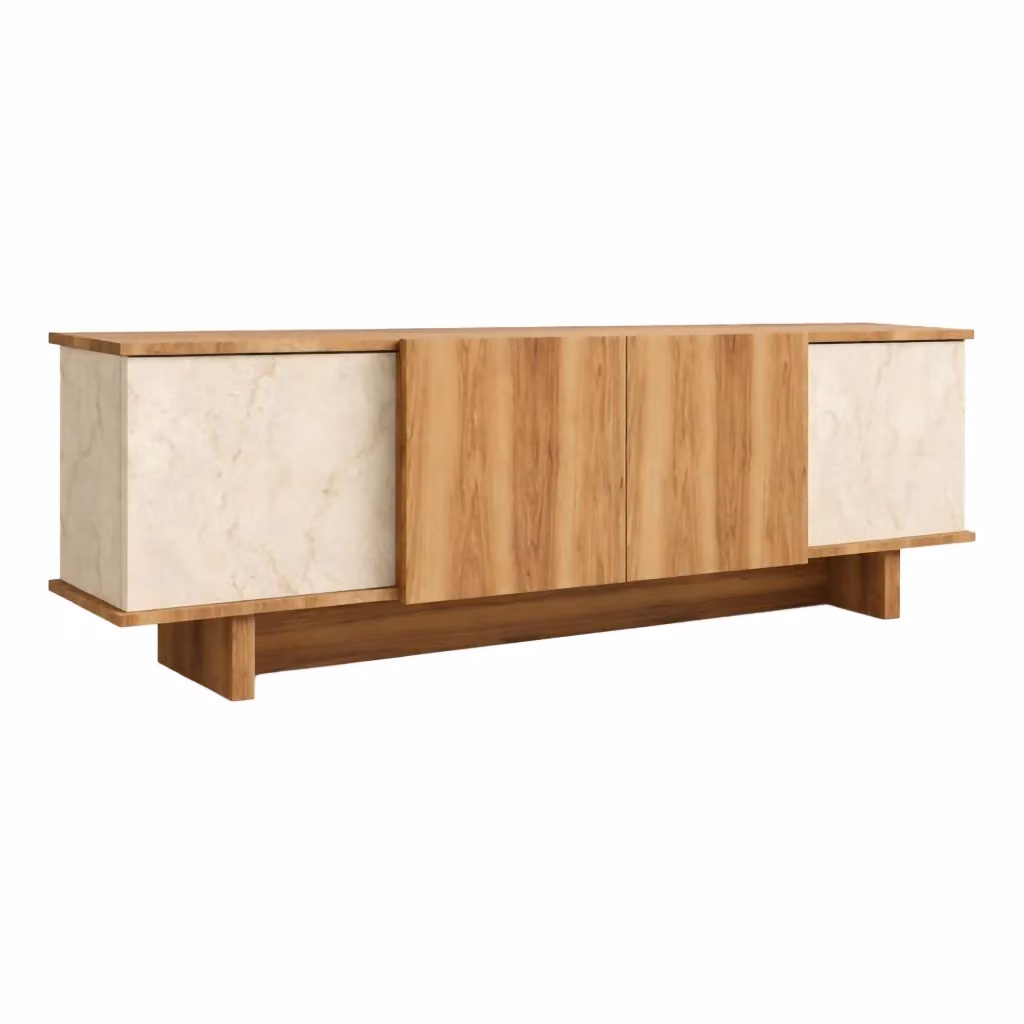 DMORA Mobile Porta TV Clusone con un Ripiano, Beige Marmo, L 180 cm x P 33 cm x H 50 cm – 2