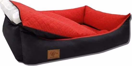 Letto per cani - 100 x 70 cm - rivestimento lavabile - impermeabile - letto per cani - cuscino - rosso / nero