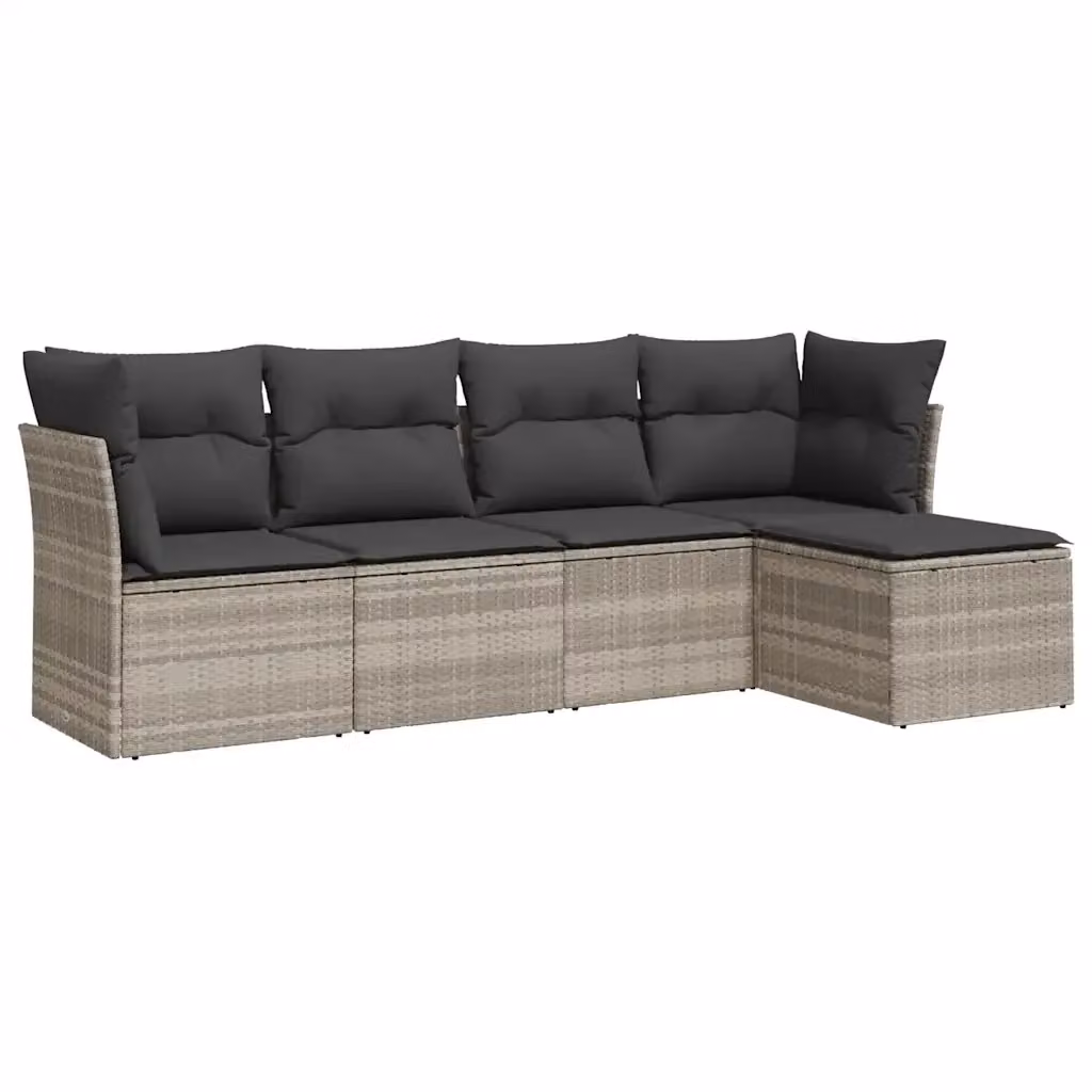 vidaXL Set Divano da Giardino a L con Cuscini Grigio Moderno in Polyrattan e Acciaio – 2