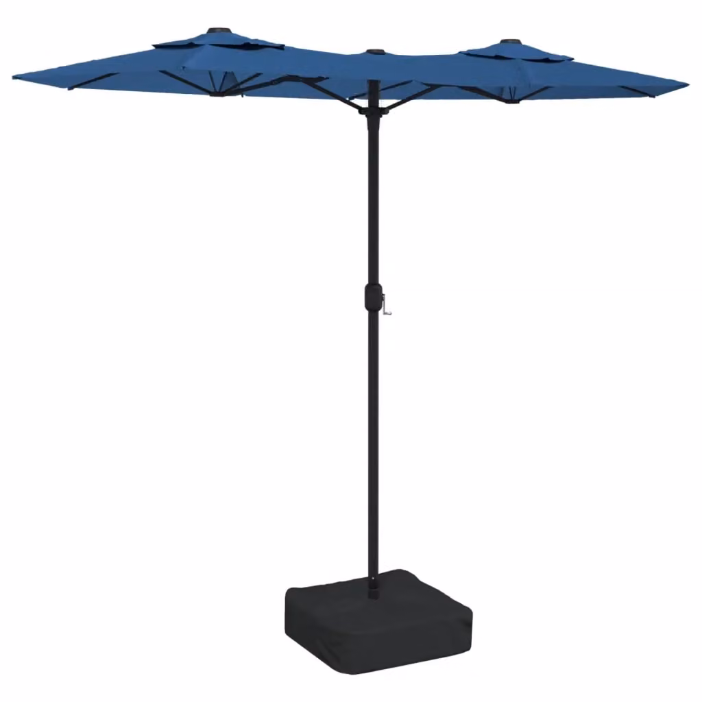 Ombrellone a Doppia Testa con LED vidaXL, Colore Azzurro, L: 316 cm, H: 145 cm, P: 240 cm – 2