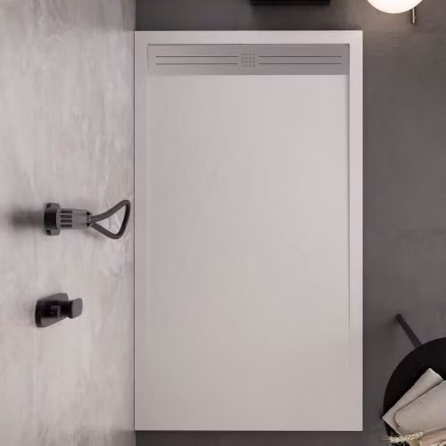Piatto doccia in marmo resina Bianco pietra cemento GRID - Misura 70x200