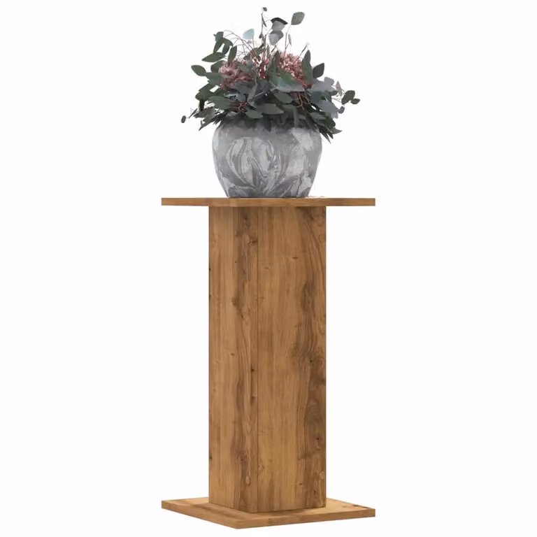 Set di 2 supporti per piante vidaXL in legno color rovere con finitura rustica, L/P/H: 30 x 30 x 60 cm