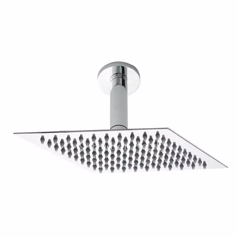Soffione Quadrato 200 x 200mm e Braccio Doccia in Ottone Cromato
