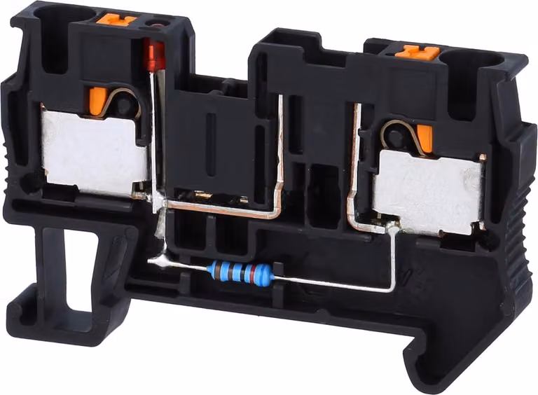 "Morsettiera portafusibili con LED PT 4-FSI/F-LED12 con indicatore luminoso per 12 DC, 1,7 mA, connessione push-in, tensione nominale 12V"