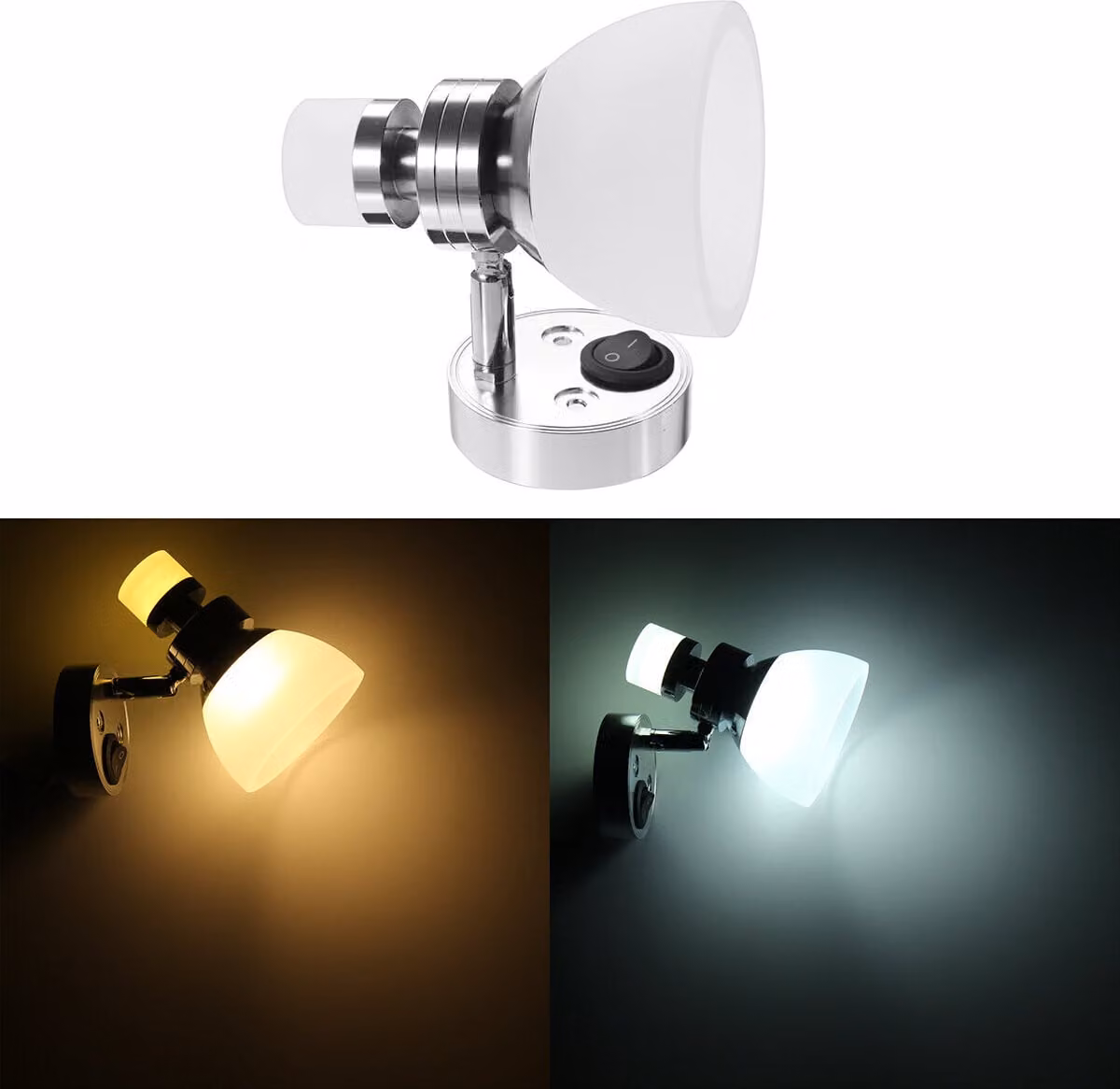 Luce di lettura a LED Lampada da parete reclinabile per barca, camper, rimorchio e auto - Bianco
