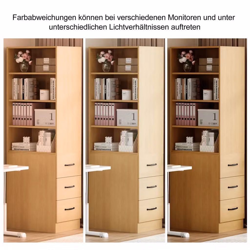 Libreria alta OKWISH in MDF marrone con 3 cassetti e 2 ripiani regolabili, L: 60 cm, P: 38 cm, H: 180 cm – 2