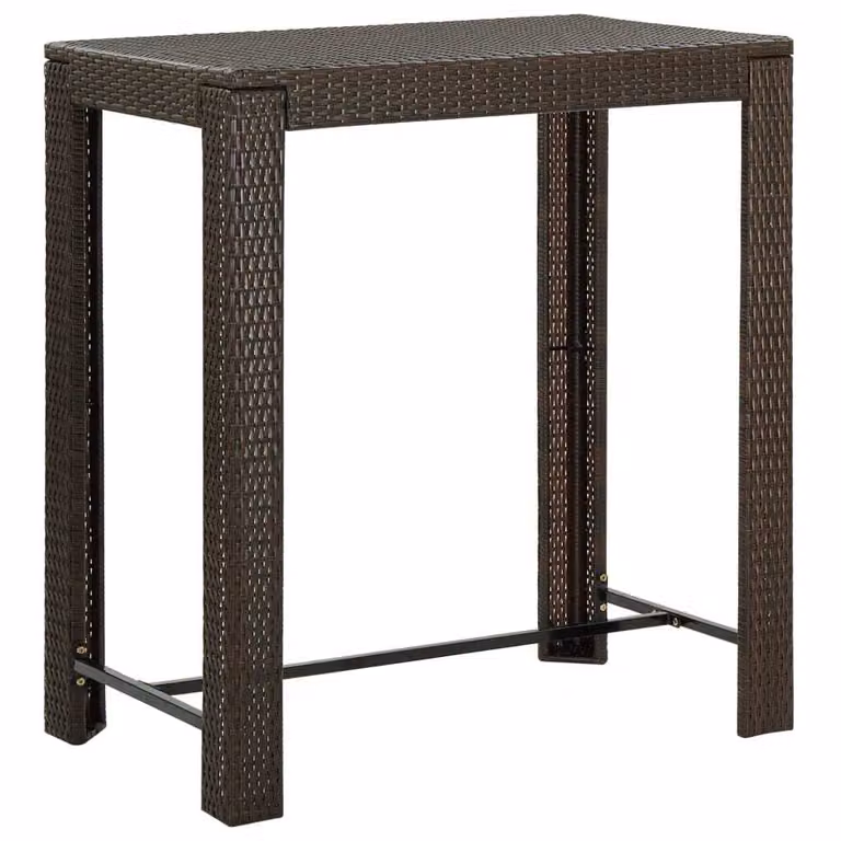vidaXL Tavolo bar da giardino marrone 100x60,5x110,5 cm in poly rattan