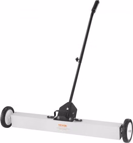 Spazzatrice Magnetica VEVOR con Asta Telescopica 77-113 cm e Ruote per Raccolta Chiodi, Viti e Parti Metalliche, Colore Bianco