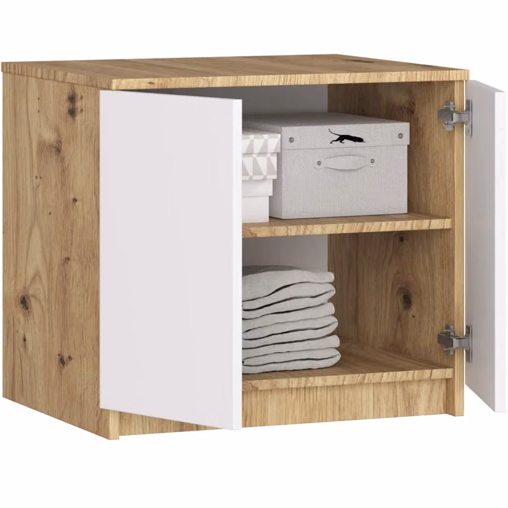 Sopralzo per armadio IKEA AKORD S60 in Quercia Artisan con 2 ante e inserto frontale Bianco, L: 60 cm, P: 51 cm, H: 55 cm – 2