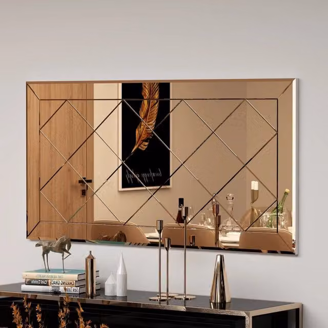 Sormano, Specchio Dettagli Geometrici, 60x120h cm Marrone Bronzo