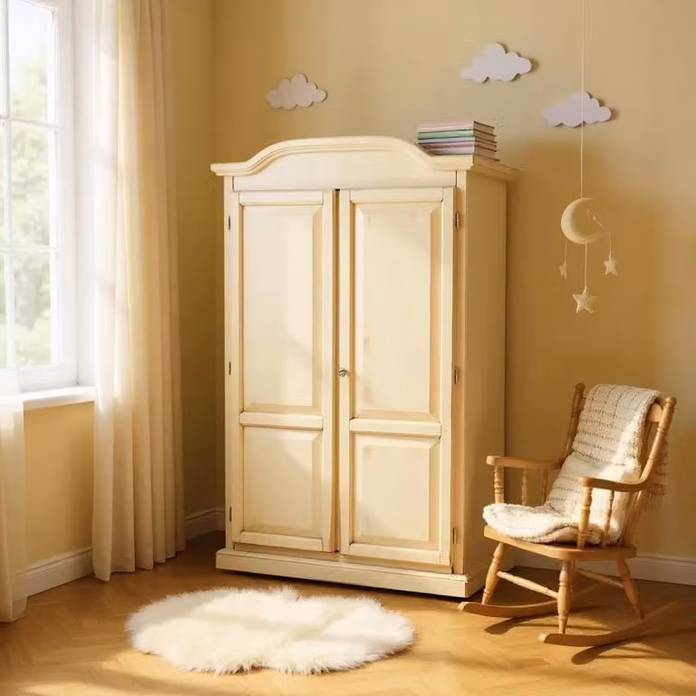 Armadio 2 ante in legno stile shabby chic color avorio anticato Mobili 2G L: 107 cm, P: 55 cm, H: 197 cm