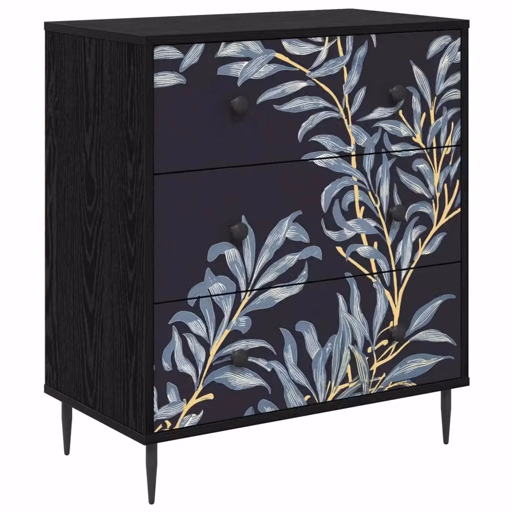 Cassettiera DOKKUM vidaXL con stampa floreale blu, L: 66 cm, P: 36,5 cm, H: 76 cm – 2