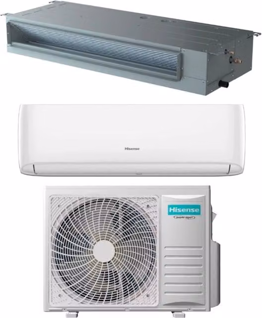 Condizionatore Dual Split Hisense Hi-Comfort 12000 Btu e Canalizzato 18000 Btu Bianco con Wi-Fi e Controllo App
