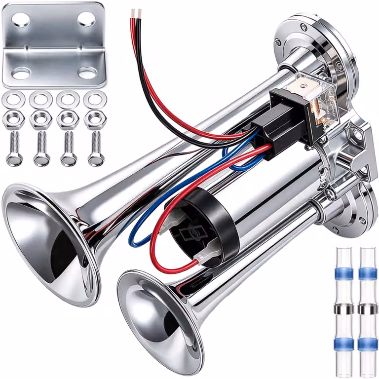 Clacson pneumatico a doppia pressione da 12V, 150 dB, con compressore, resistente alla ruggine e alla corrosione