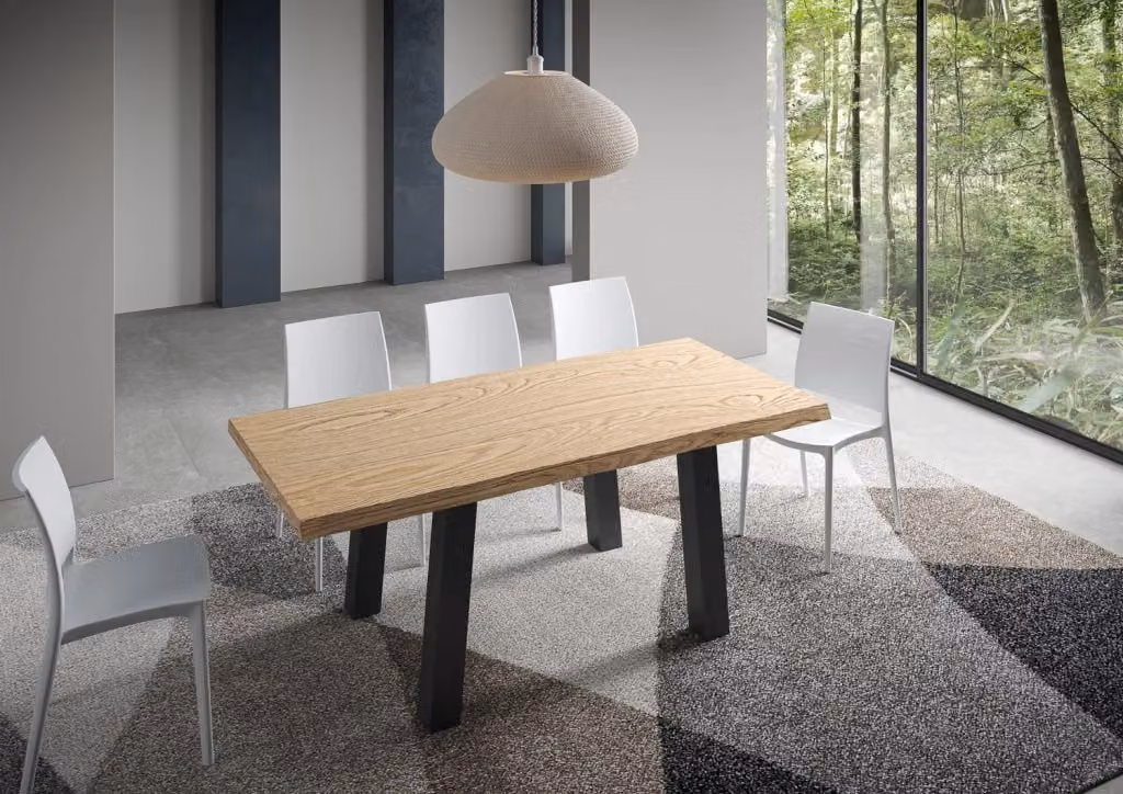 Tavolo fisso Svalen in rovere scortecciato con gambe antracite L: 200 cm, P: 90 cm, H: 75 cm – 2