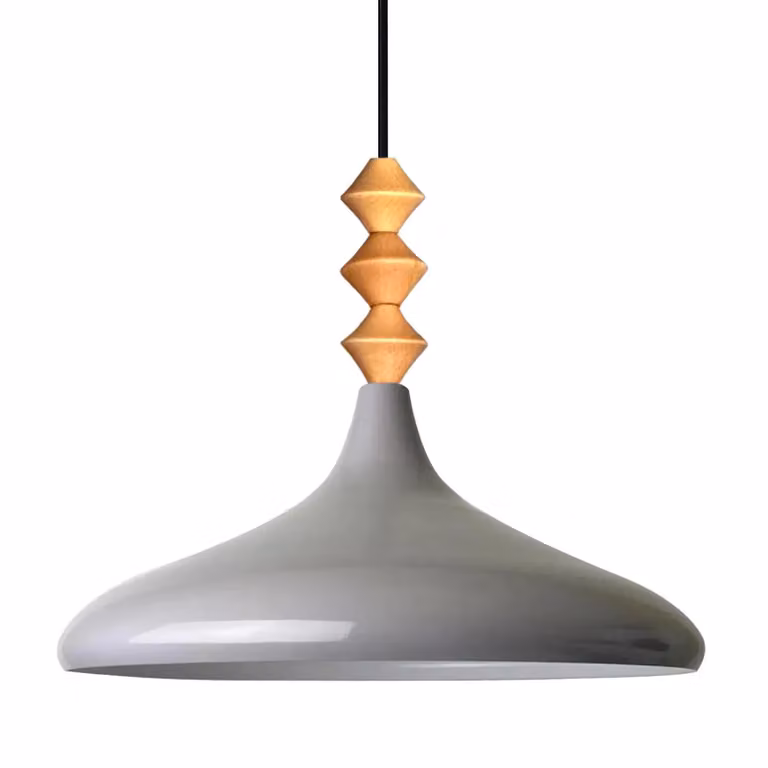 Champion Q Lampadario singolo in legno, grigio Luce a sospensione