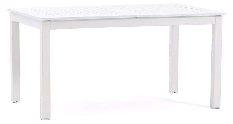 Tavolo da giardino estensibile, dimensioni 150/210x90 cm, realizzato in alluminio verniciato opaco, forma rettangolare, con allungabile integrato per 8 persone, ideale per giardino o terrazza. Colore: Alvaro/Bianco