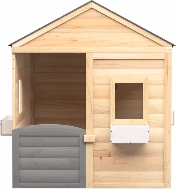 Casetta con Porta Chiudibile e Vasi Fiori Legno Massello Abete CFW3183396