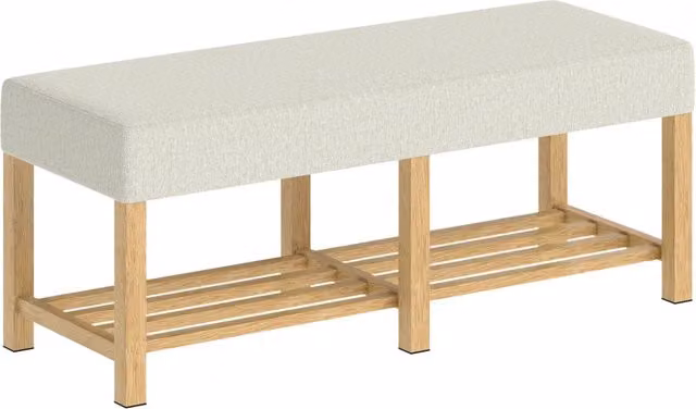 Panca portascarpe da ingresso 120 x 44 x 48 cm stoccaggio organizzato seduta imbottita scandinava minimalista in legno naturale 21_0002798