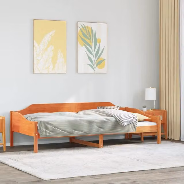 Letto moderno in legno di pino color marrone cera vidaXL L/P/H: 90 x 190 cm – 1
