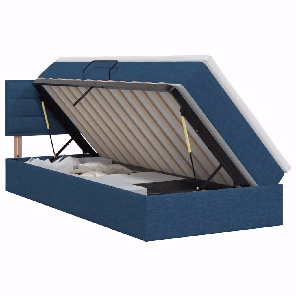 Letto con contenitore e materasso ibrido vidaXL in velluto blu e bianco L/P/H: 200 x 100 x 88 cm – 2