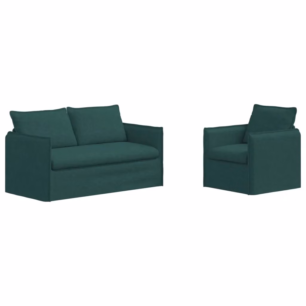 Set di 2 divani vidaXL moderni in tessuto verde con struttura in metallo L: 196 cm, P: 82 cm, H: 85 cm – 2