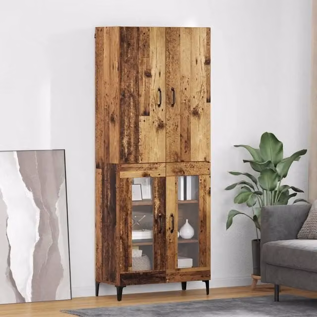 Credenza moderna vidaXL in legno e metallo marrone con ante a battente, L/P/H: 69,5 x 34 x 180 cm